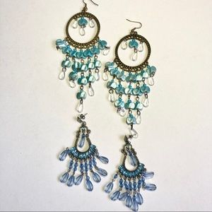 Blue chandelier earrings - two pairs